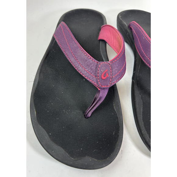 OluKai Ohana Flip Flop Sandals Plum Black 20110-1A40 Water Resist Womens Size 10 - Picture 2 of 8